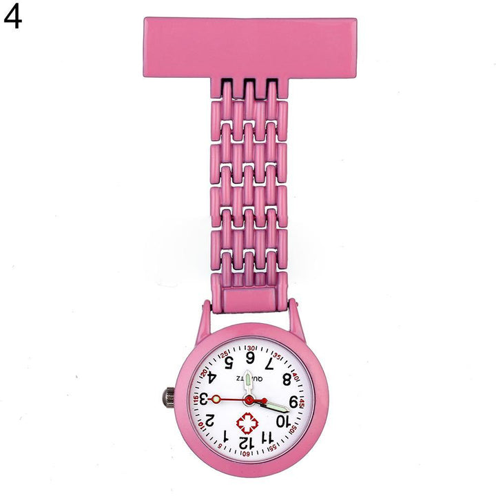 Stylish Metal Clip-on Pocket Quartz Analog Brooch Medical Nurse Fob Watch Gift - MRSLM