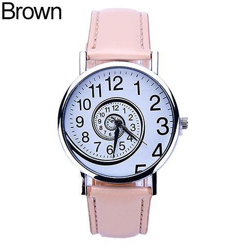 Women Creative Swirl Pattern Faux Leather Strap Analog Quartz Sports Wrist Watch - MRSLM