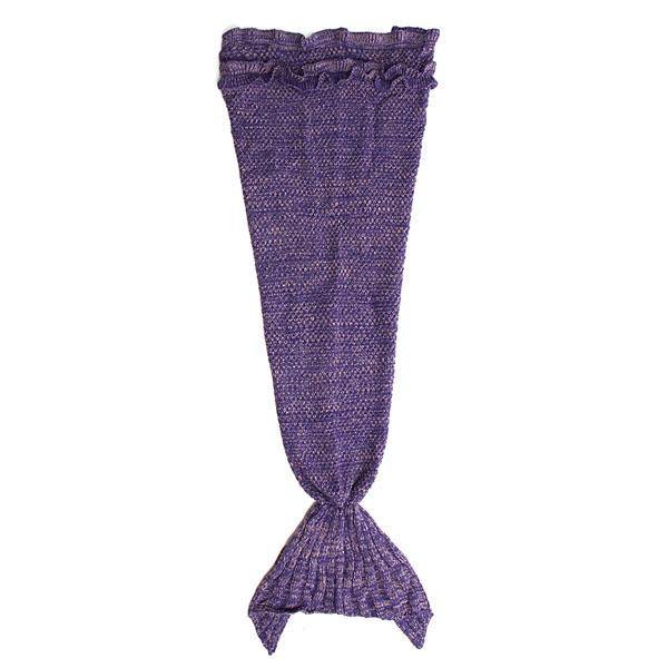 70x140cm Child Yarn Knitted Mermaid Tail Blanket Handmade Crochet Throw Super Soft Sofa Bed Mat - MRSLM