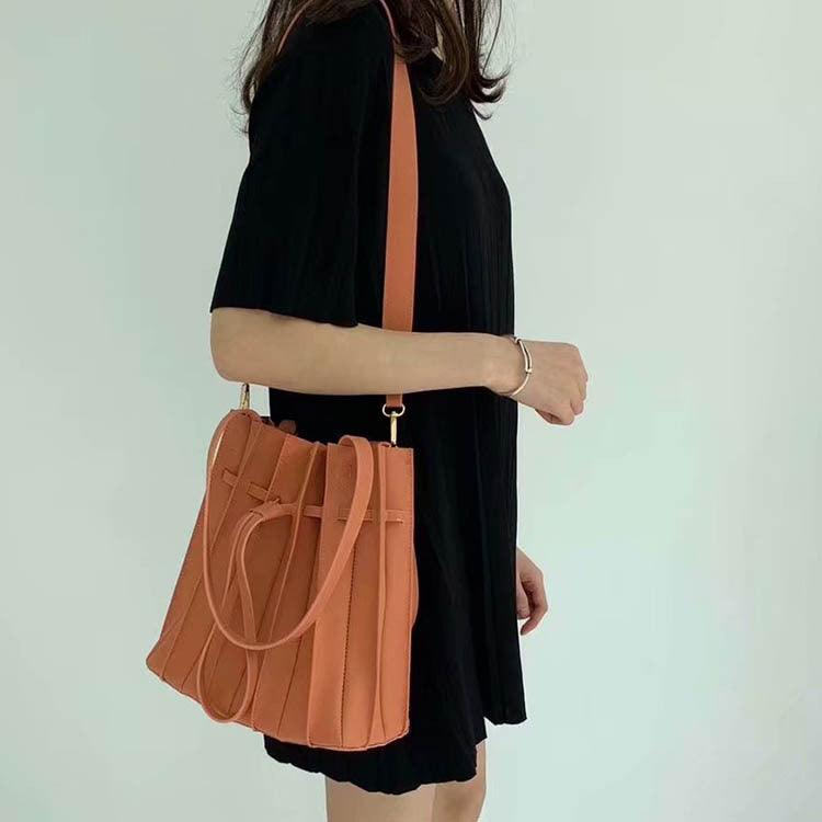 Pleated One Shoulder Folding Bucket Bag - MRSLM