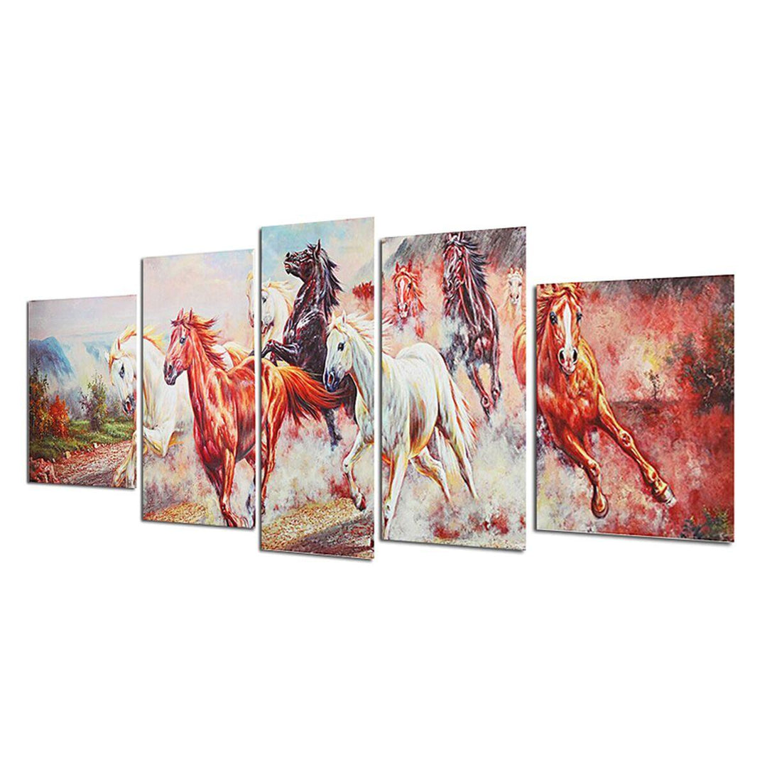 5 Panels Horses Modern Painting Wall Decoration Art Picture Hanging Drawing Living Bedroom Decoration no Frame - MRSLM