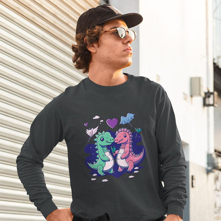 Dinosaur Graphic Sweatshirt - Cartoon Crewneck Sweatshirt - Themed Sweatshirt - MRSLM