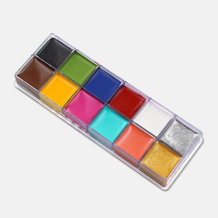 IMAGIC 12 Colors Flash Tattoo Face Body Paint Oil Painting Art use in Halloween Party Fancy Dress Beauty Makeup Tool - MRSLM