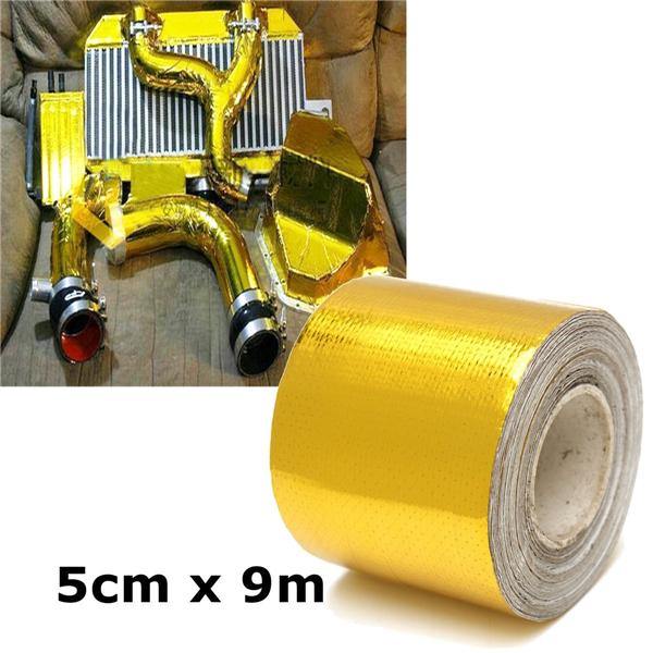 9mx5cm Adhesive Reflective Gold High Temperature Heat Shield Wrap Tape Roll - MRSLM