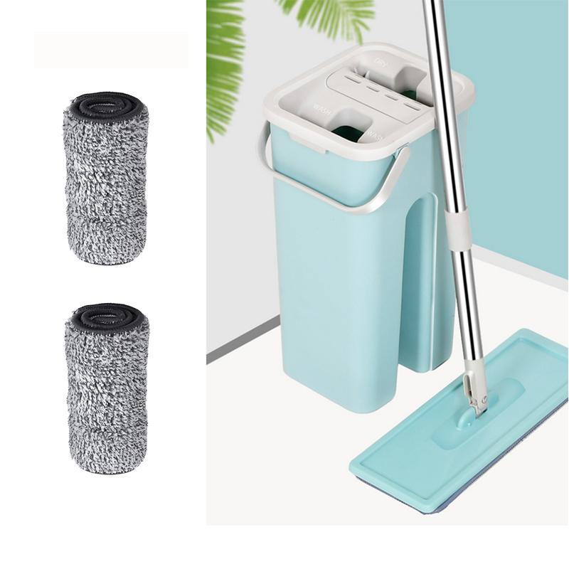 Hand Free Wringing Flat Squeeze Mop With Bucket Microfiber Mop Floor Cleaning Spray Mop Set (A) - MRSLM