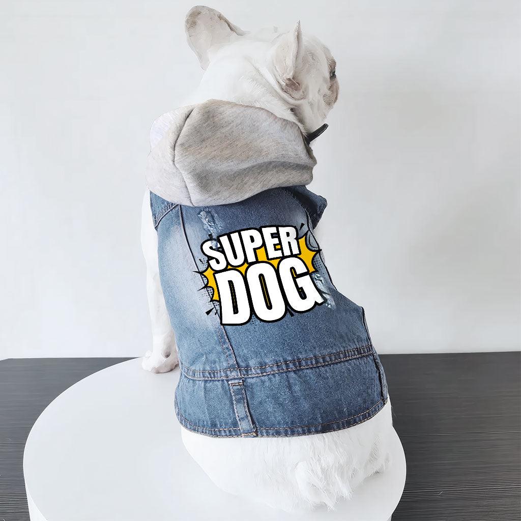 Super Dog Denim Jacket - Colorful Dog Denim Coat - Graphic Dog Clothing - MRSLM