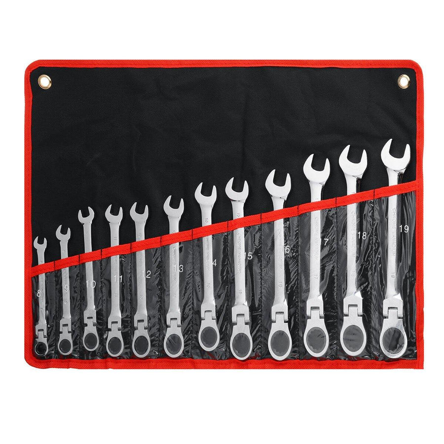 12Pcs Combination Ratchet Wrench with Flexible Head Car Repair Tools Hand Tool Set - MRSLM