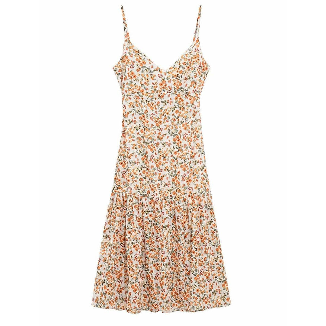 Boho Floral Linen Women's Dress