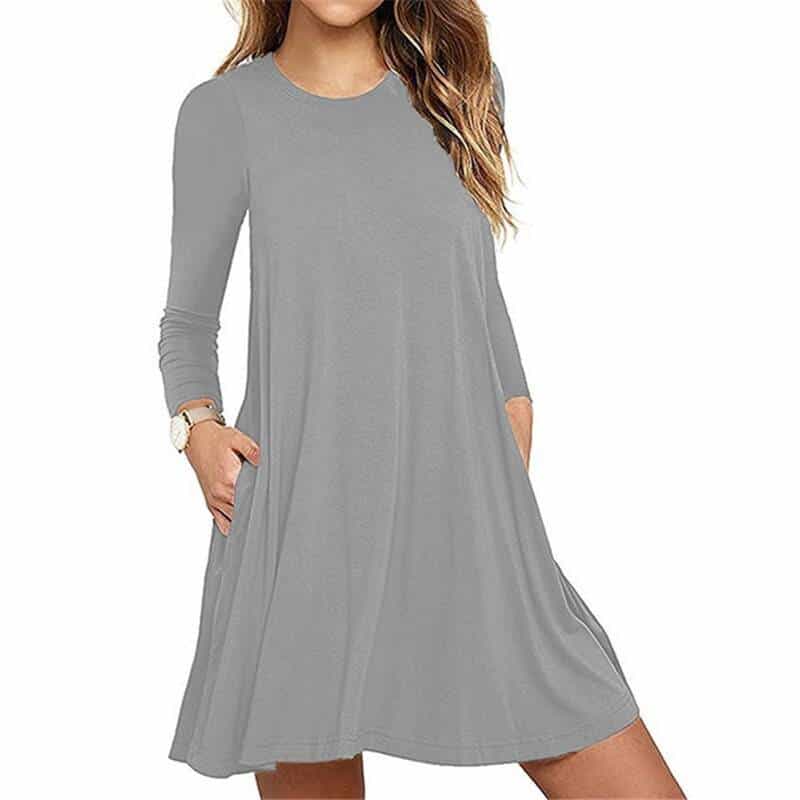 Casual Thin Women's Long Sleeved A-Line Dress