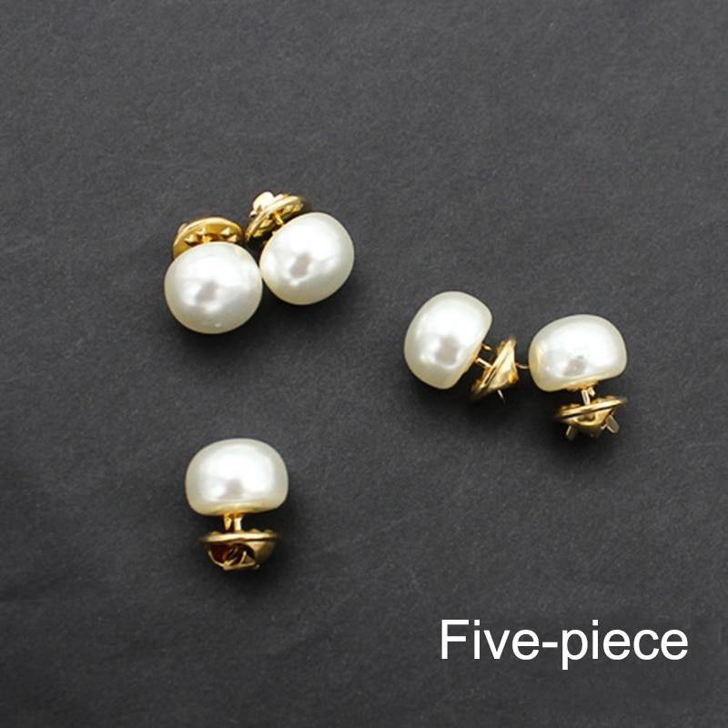 10pcs Button Brooch Set Imitation Pearl Rhinestones Pin Coat Clothes Accessories Gift Prevent Exposure Brooches for Women - MRSLM