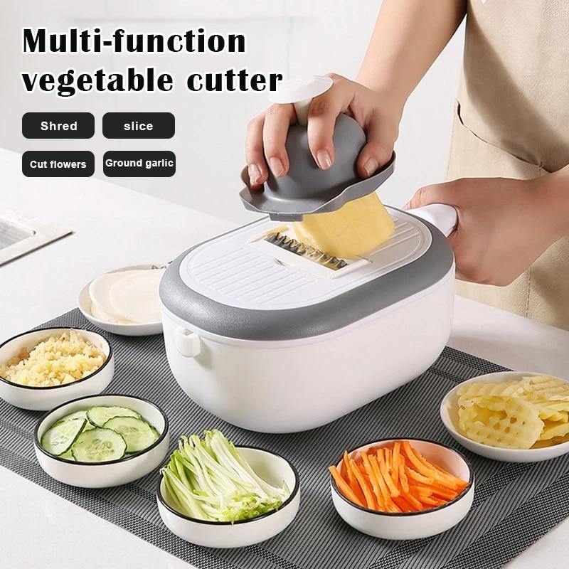 11 in 1 Kitchen Colander Veggie Fruit Shredder Grater Slicer Multifunctional Rotate Vegetable Cutter With Drain Basket - MRSLM