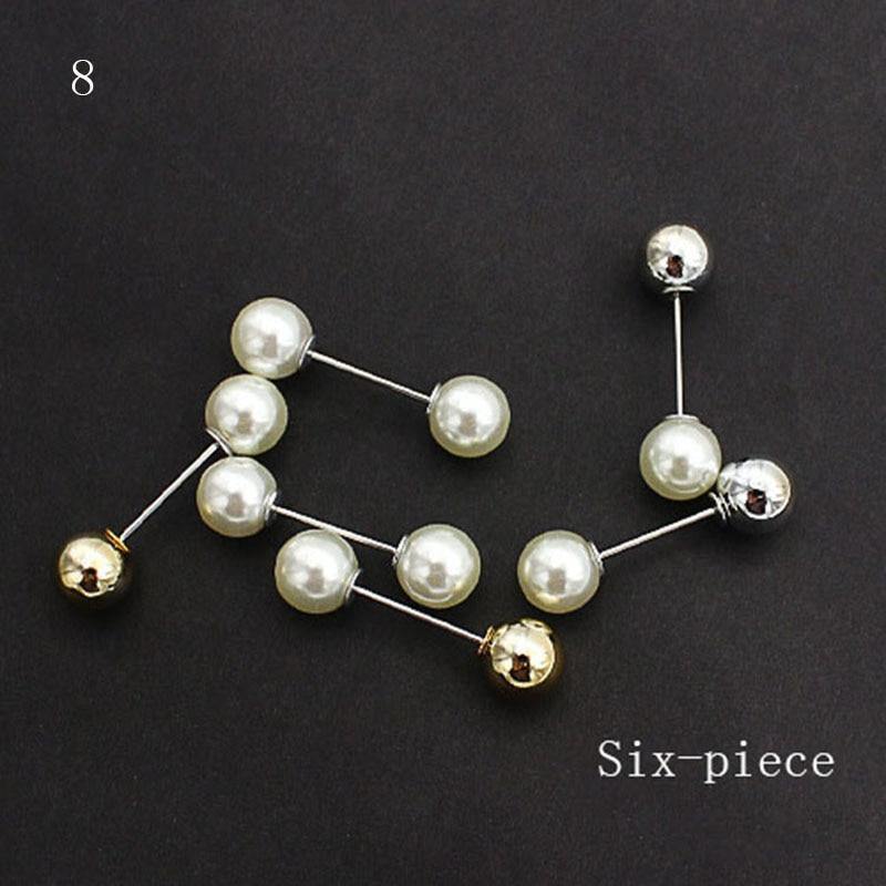 10pcs Button Brooch Set Imitation Pearl Rhinestones Pin Coat Clothes Accessories Gift Prevent Exposure Brooches for Women - MRSLM