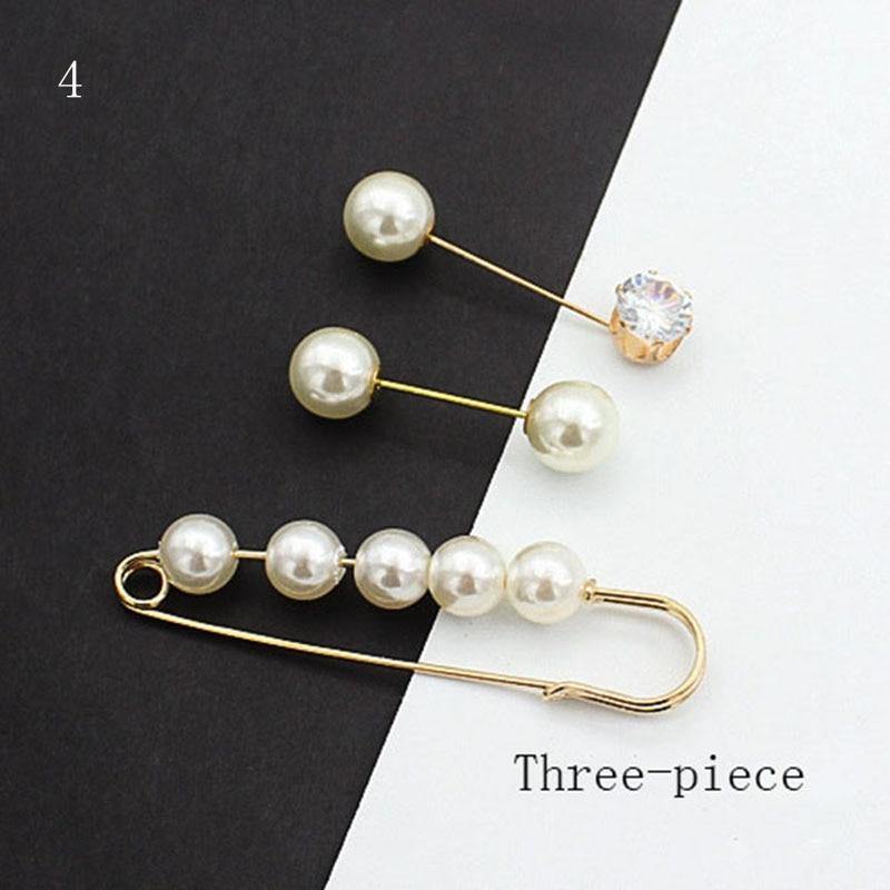 10pcs Button Brooch Set Imitation Pearl Rhinestones Pin Coat Clothes Accessories Gift Prevent Exposure Brooches for Women - MRSLM