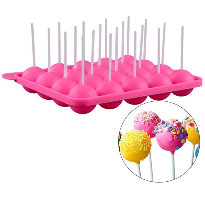 1PC 12/20 Holes Chocolate Ball Cupcake Cookie Candy Maker DIY Baking Tool Silicone Pop Lollipop Mold Stick Tray Cake Mould - MRSLM