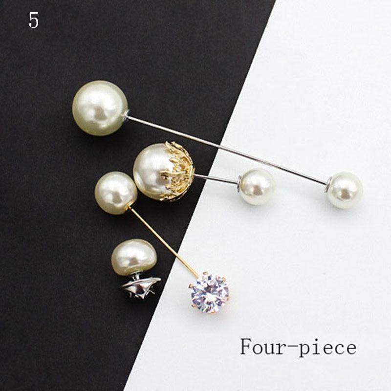 10pcs Button Brooch Set Imitation Pearl Rhinestones Pin Coat Clothes Accessories Gift Prevent Exposure Brooches for Women - MRSLM