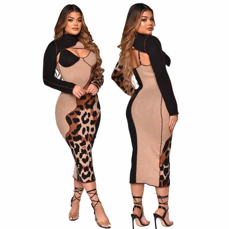 Leopard Patchwork Maxi Dresses