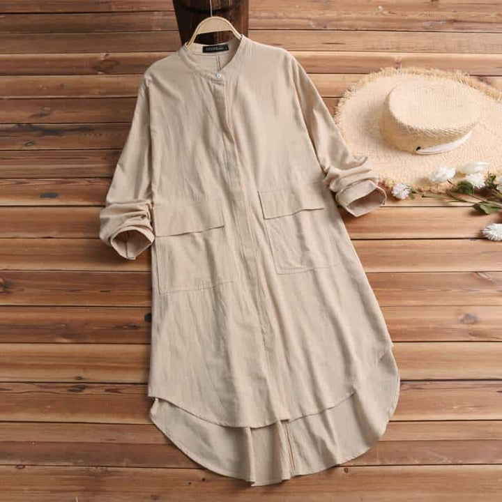 Linen Shirt Style Dress for Women