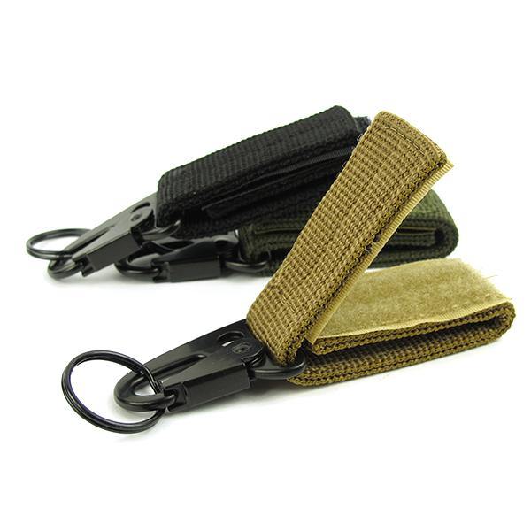 Carabiner Hook Webbing Buckle Nylon Molle Belt Hanging Key Ring Outdoor Tool - MRSLM