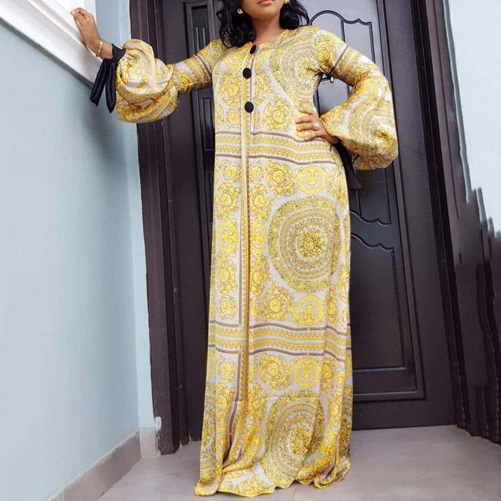 Women's African Long Sleeve Maxi Dress