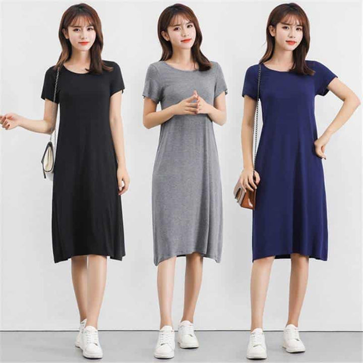 Women's Modal Knitted Summer T-Shirt Dress