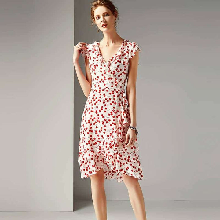 Women's Ruffled Printed A-Line Dress