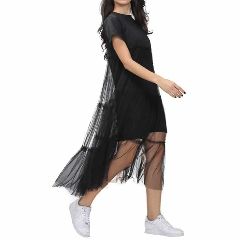 Women's Short Veiling Sleeved Dress