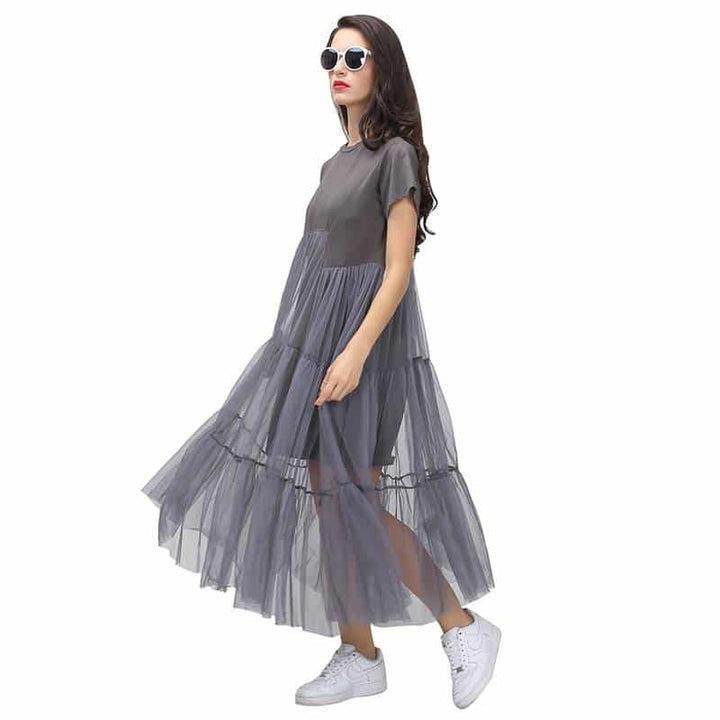 Women's Short Veiling Sleeved Dress