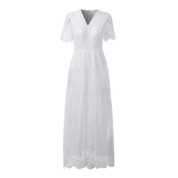 Women's White Lace Maxi Dress