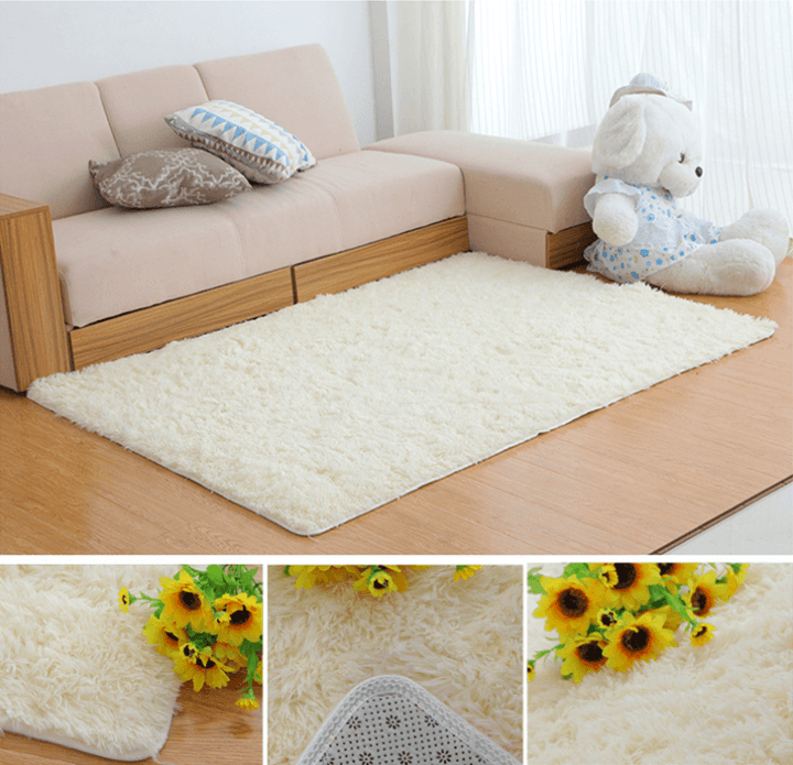 70x140cm Bedroom Living Room Soft Shaggy Anti Slip Carpet Absorbent Mat - MRSLM