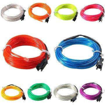 3M EL Led Flexible Soft Tube Wire Neon Glow Car Rope Strip Light Xmas Decor DC12V - MRSLM