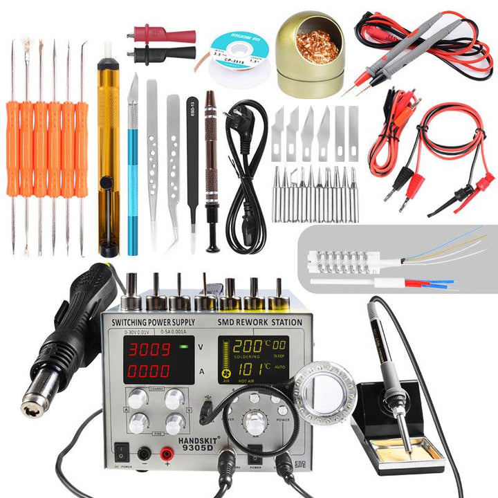 Handskit 9305D 4 in 1 Hot Air Rework Station + Soldering Iron Station + 30V 5A DC Power Supply - MRSLM