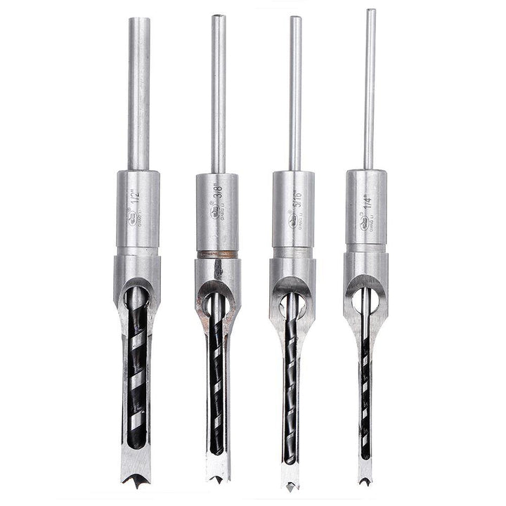 Drillpro 6.35/7.94/9.5/12.7mm Woodworking Square Hole Drill Bit Mortising Chisel 1/4 to 1/2 Inch - MRSLM