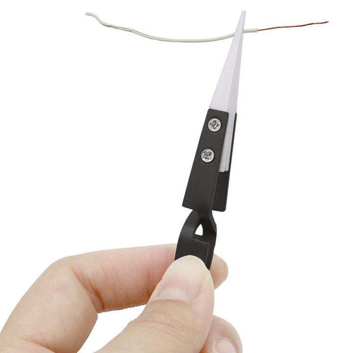 3PCS Anti-Static Reverse Ceramic Tweezers Stainless Steel Electronic CIigarette Heat Resistant Conductive Curved Straight Tweezers - MRSLM