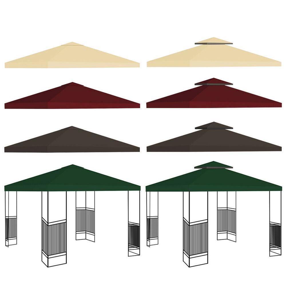 2-Tier 3x3m Garden Gazebo Top Cover Roof Replacement Fabric Tent Canopy - MRSLM