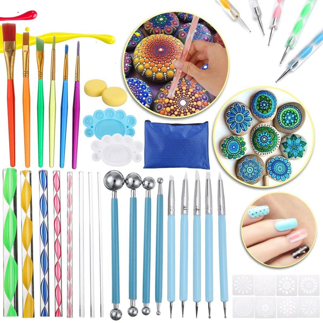 36 Pcs DIY Mandala Dotting Tools Rock Painting Kits Dot Art Pen Paint Stencil - MRSLM