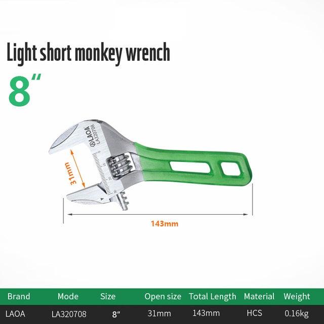 LAOA Wrench Short Handle Adjustable Spanner HCS Material Laser Scale Rubber Wrapped Monkey Spanner 6inch/8inch/10inch/12inch - MRSLM