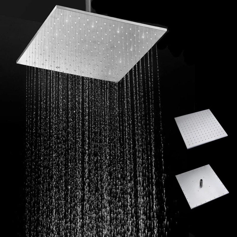 16'' 250MM 304 Stainless Steel Rainfall Showerhead Square Ultra Thin Slim Rain Shower Head - MRSLM