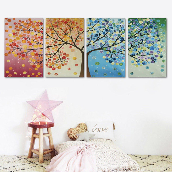 4pcs Canvas Wall Art Painting 40*60cm Hanging Pictures Season Trees Living Hall Decoration Supplies no Frame - MRSLM