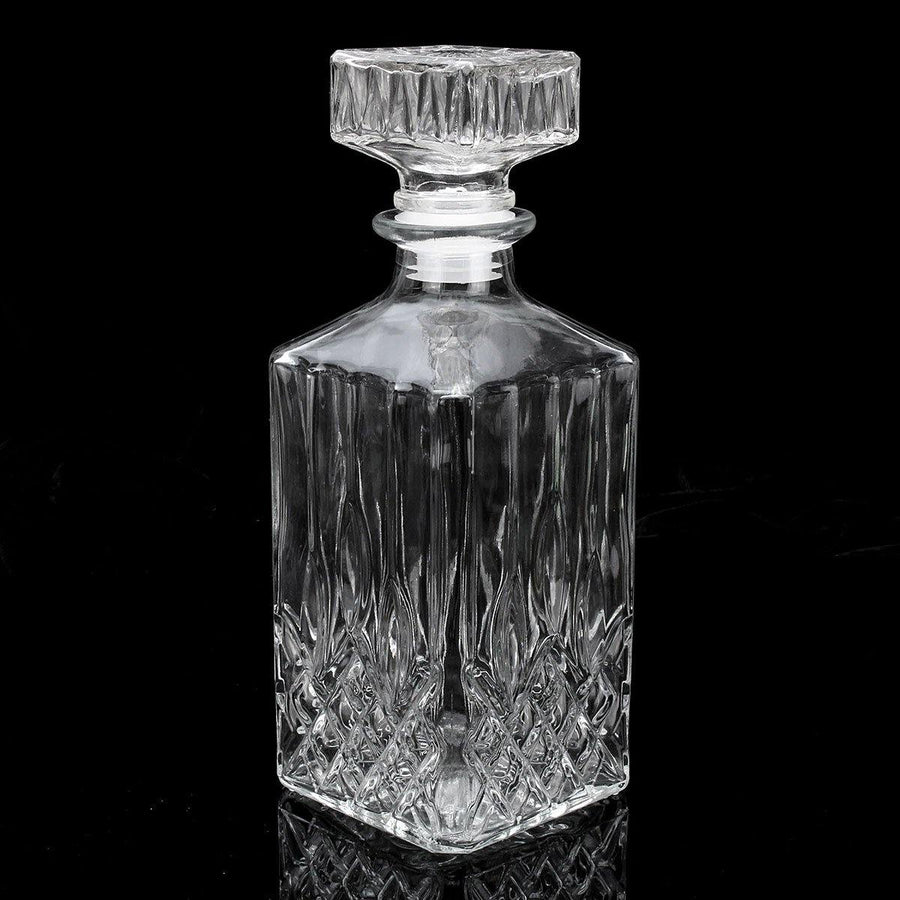 800ml Diamond Glass Bottle Vintage Glass Liquor Whiskey Crystal Bottle Drink Decanter Carafe Bar - MRSLM