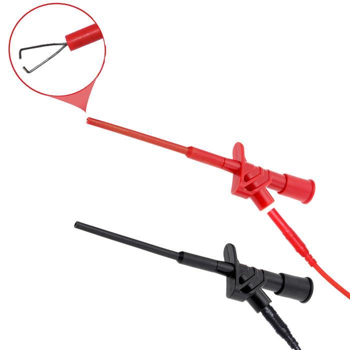 2Pcs Black DANIU P5004 Professional Insulated Quick Test Hook Clip High Voltage Flexible Testing Probe - Black - MRSLM