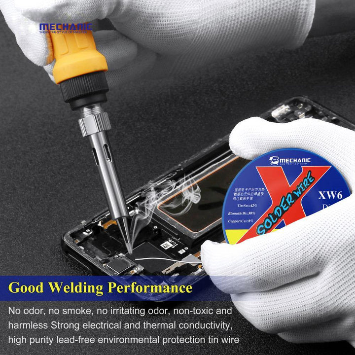 MECHANIC 50g 0.5/0.6mm Rosin Core Lead-Free Solder Wire 138℃ Real Low Melting Point Solder Wire Welding Flux Sn 42%/Bi 50%/Cu 8% - MRSLM