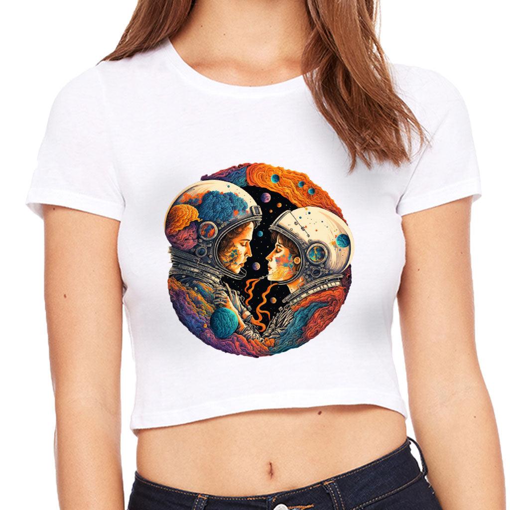 Love Astronaut Women's Cropped T-Shirt - Fantasy Crop Top - Art Cropped Tee - MRSLM