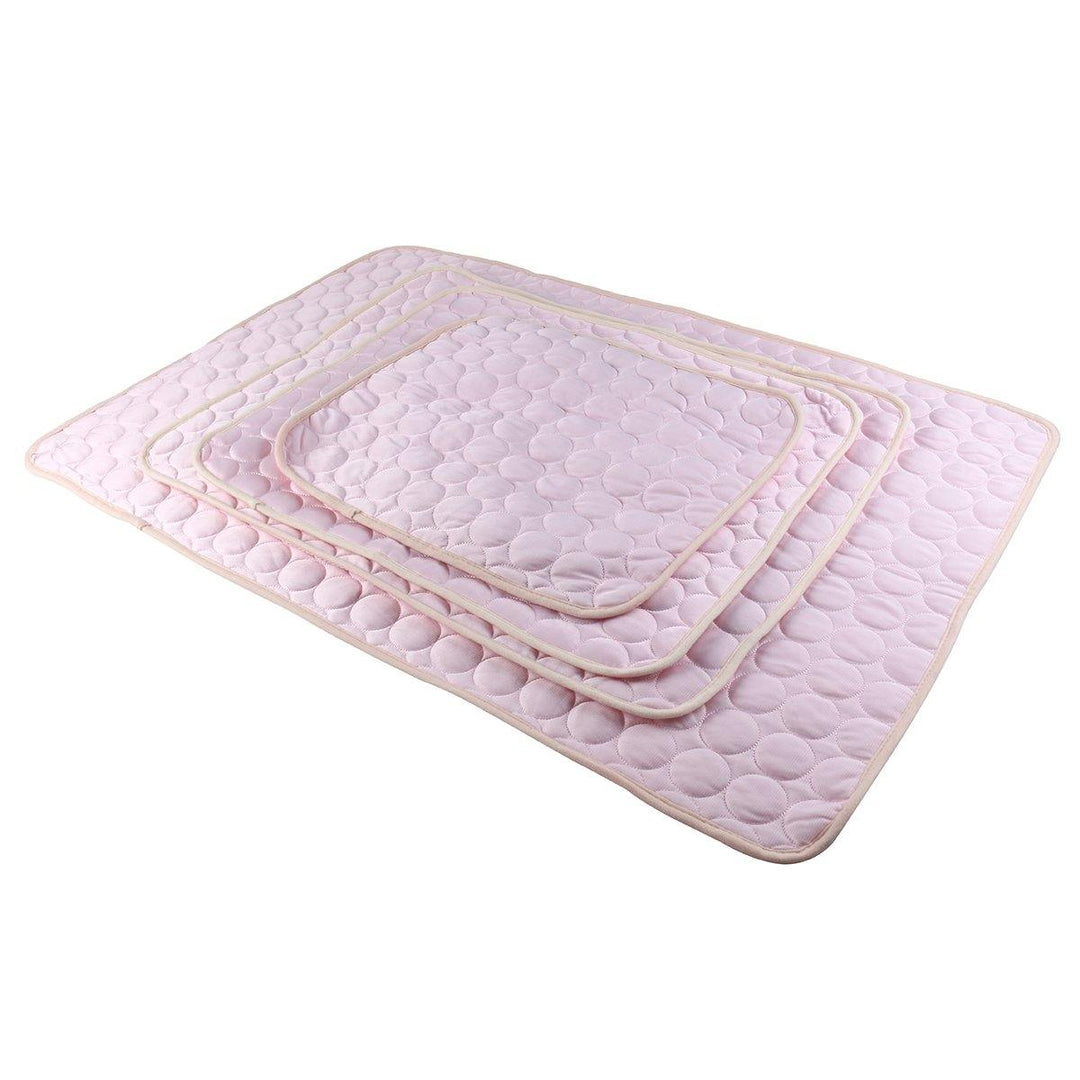 Pink Dog Pet Cat Cooling Mat Summer Cool Bed Pad Cushion Heat Relief Net Cotton Pet Carpet - MRSLM