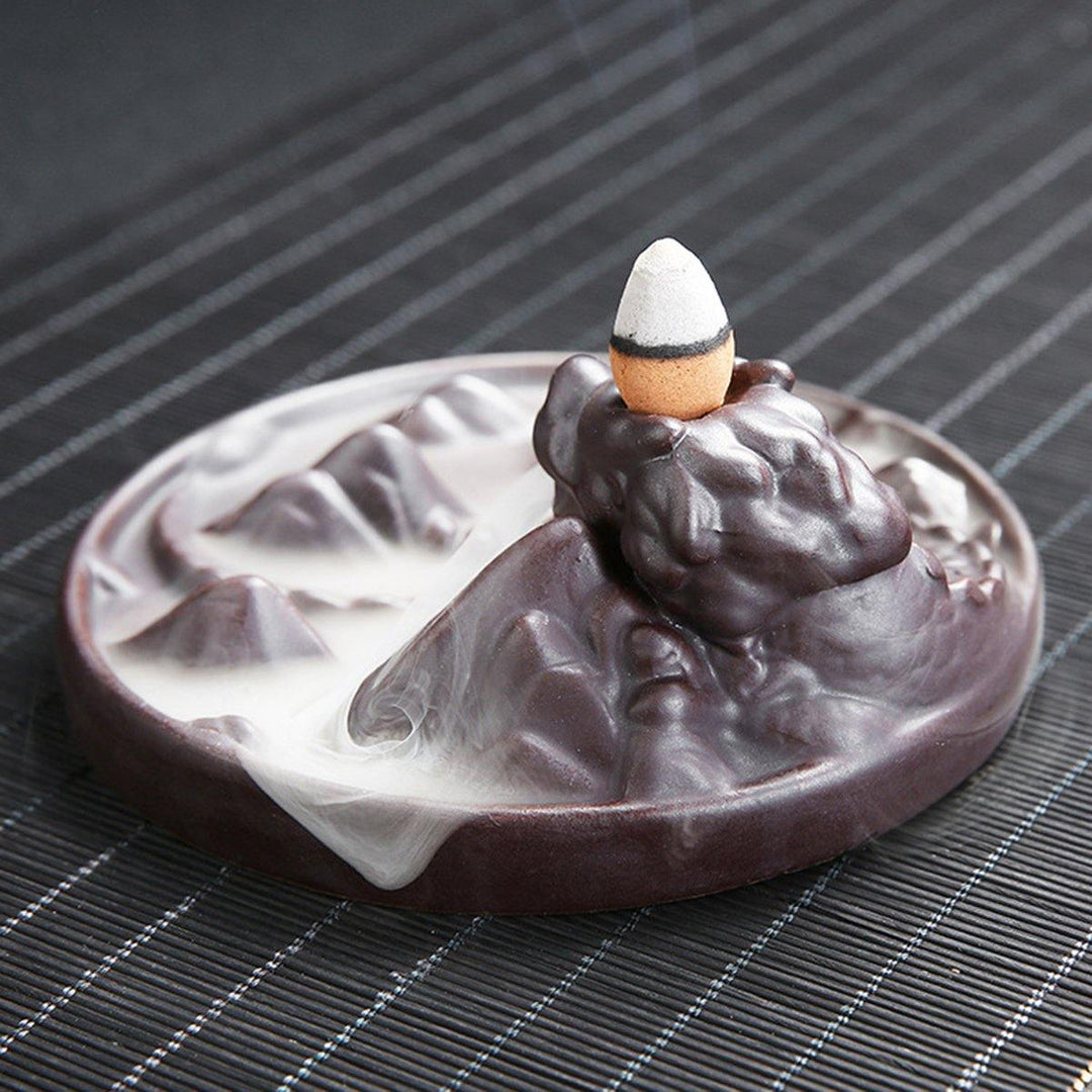 Backflow Incense Burner Holder Ceramic Zen Incense Waterfall Censer Base Decor - MRSLM