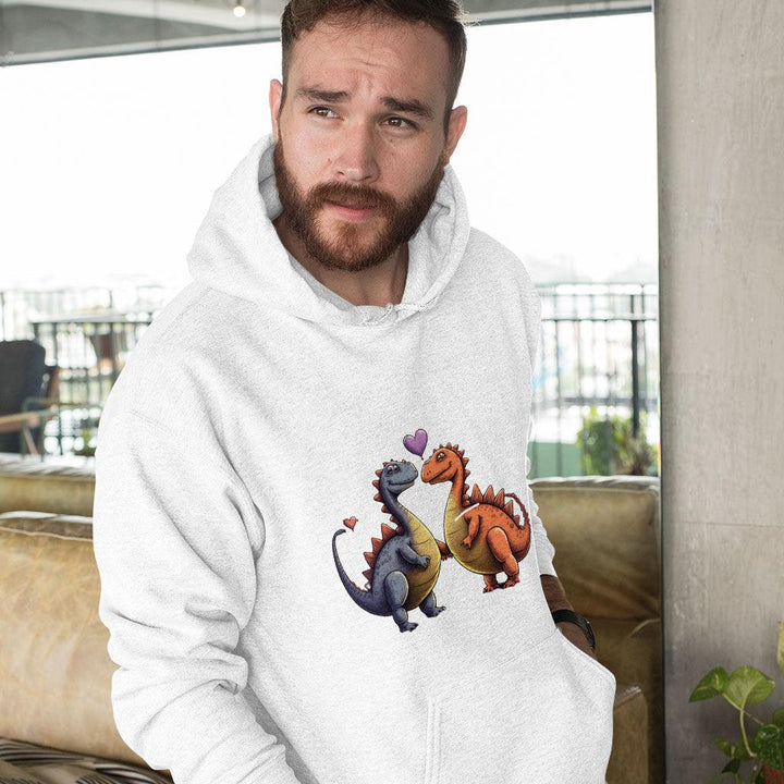 Love Couple Hooded Sweatshirt - Dinosaur Print Hoodie - Printed Hoodie - MRSLM