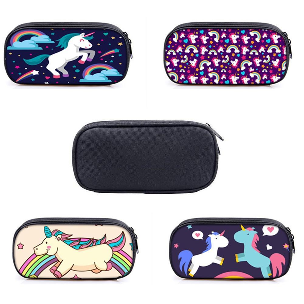 Unicorn Pencil Case Large Capacity Oxford Fabric Pen Box Stationery Cosmetic 4 Patterns Pen Holder For Student Children - MRSLM