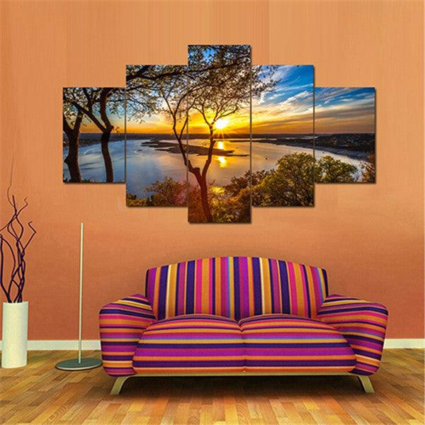 5Pcs Canvas Print Paintings Landscape Wall Decorative Print Art Pictures Frameless Wall Hanging Decorations for Home Office - MRSLM