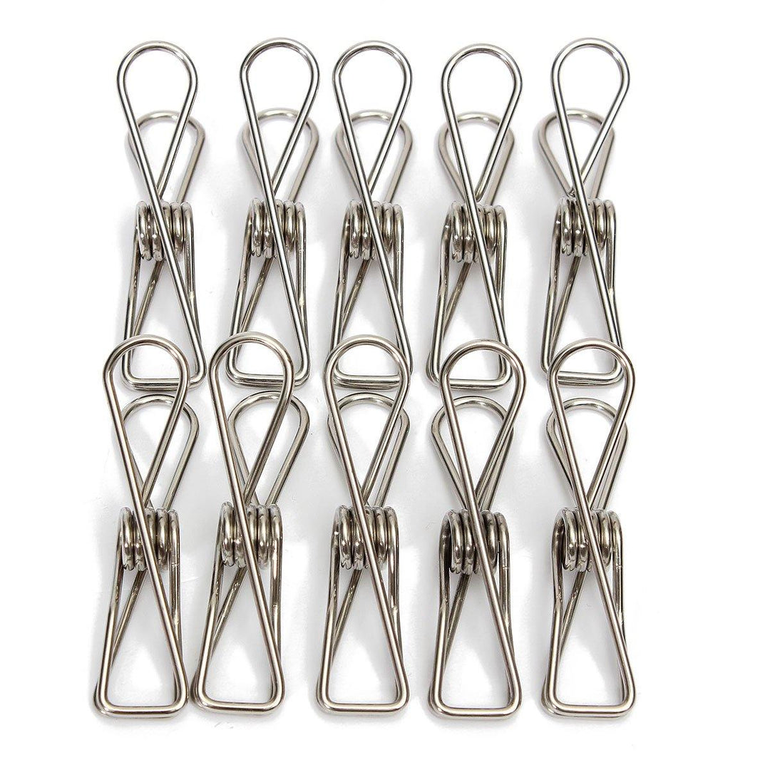 10Pcs Stainless Steel Clothes Pegs Hanging Pin Laundry Windproof Clips Home Clamps Clothespins - MRSLM