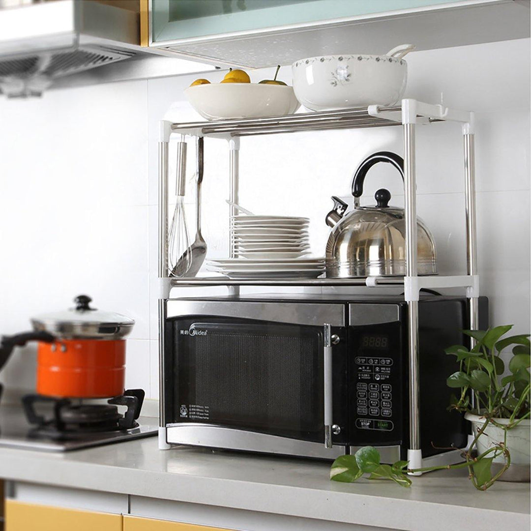 495-850mm Storage Shelf Double-layer Multi-function Telescopic Framework Kitchen Storage Rack - MRSLM