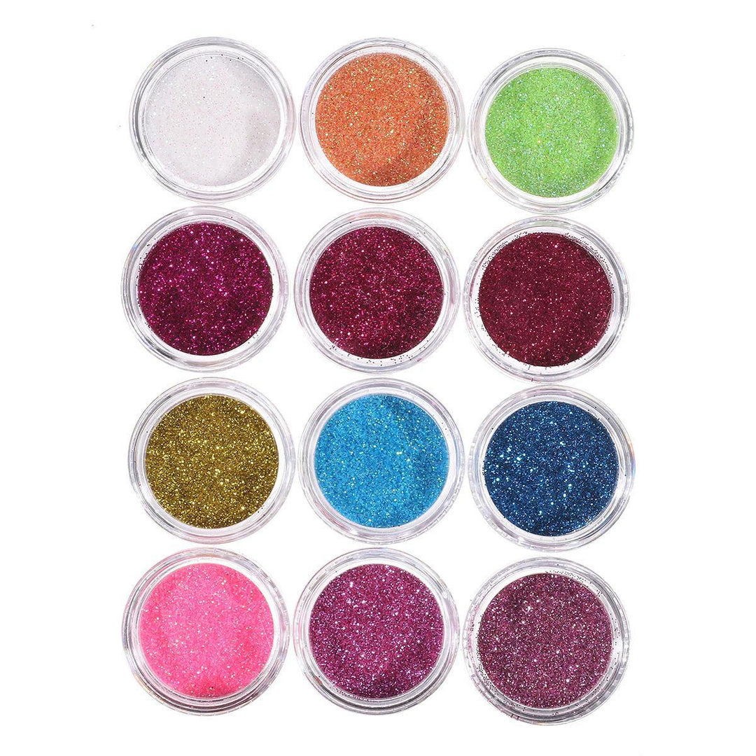 Full Set Of Crystal Powder White Powder Transparent Set 12 Color Glitter Nail Art Set - MRSLM